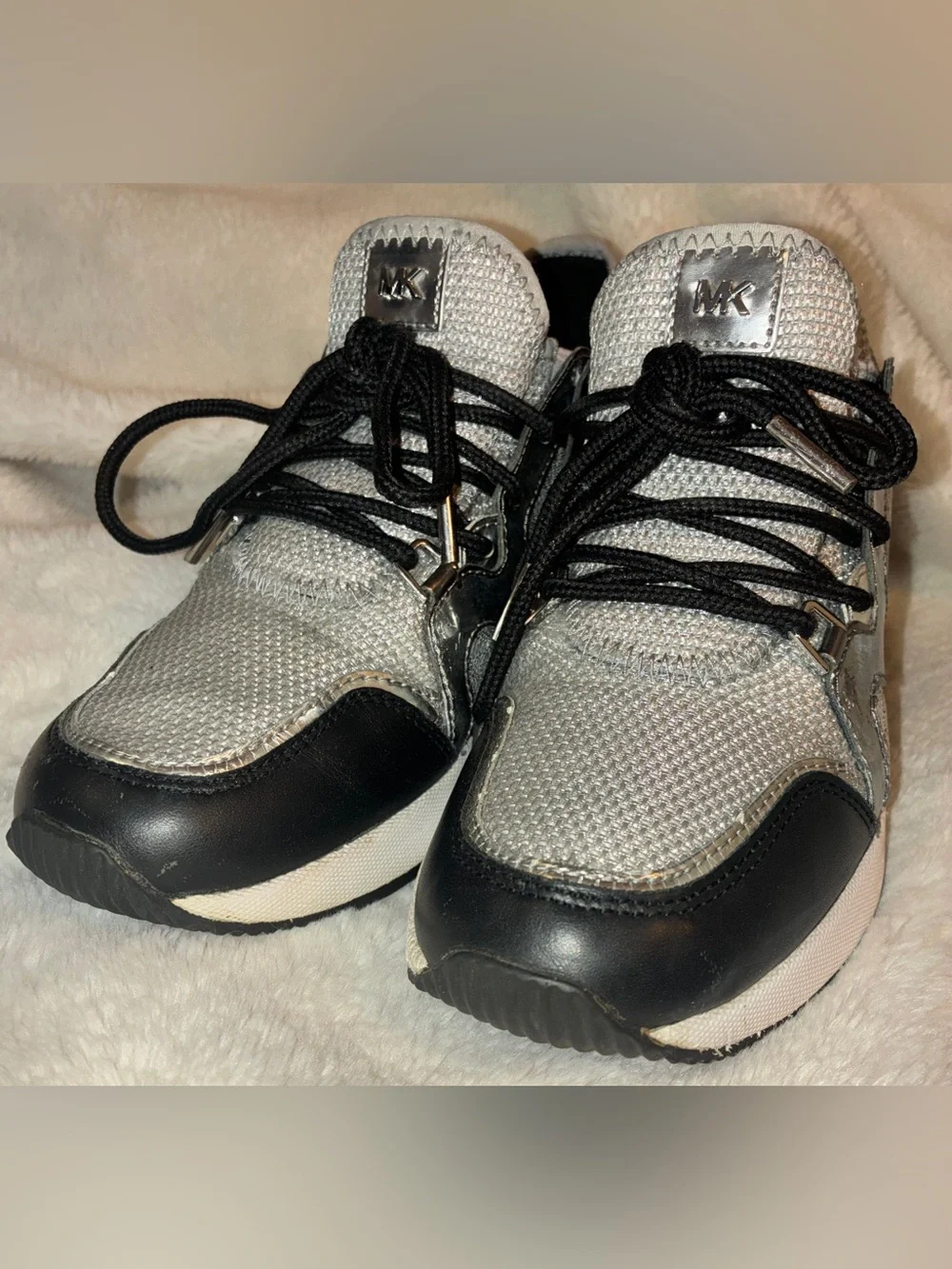 Michael Kors Liv Glitter Mesh Wedge Trainers - Size 6